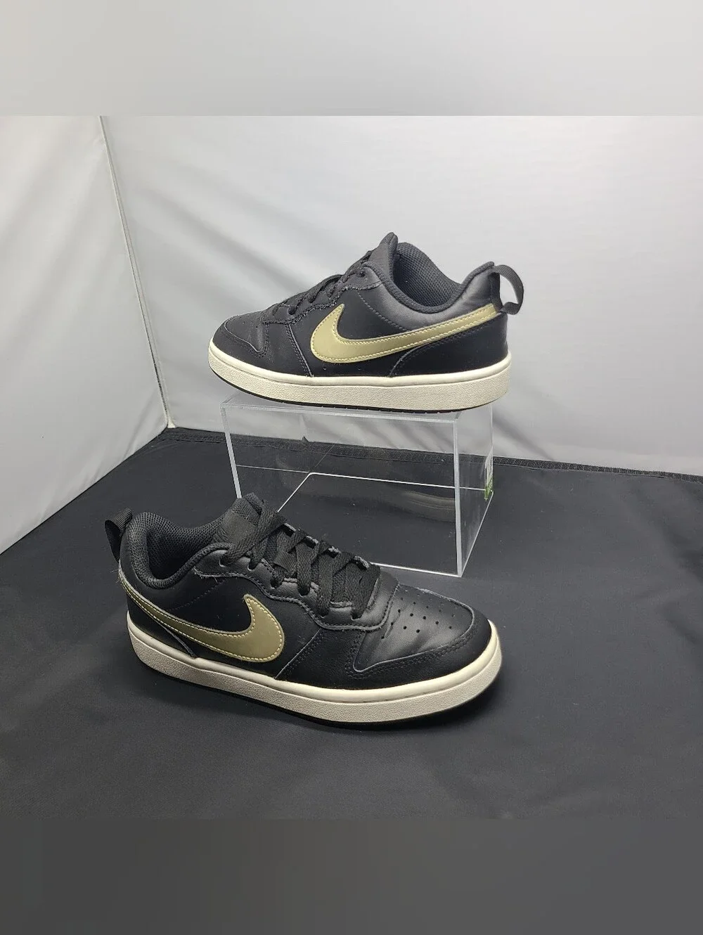 Nike Court Borough Low 2 Black Gold Lifestyle Sneakers Kids Size 4.5Y